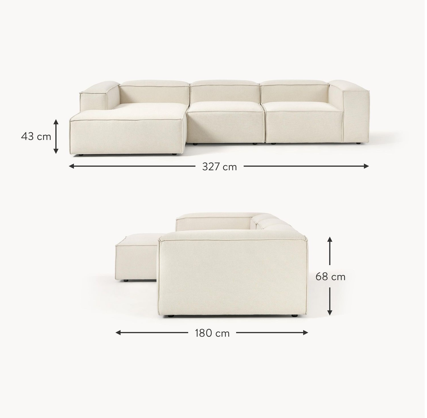 Диван TREND set 6 R 327х180х72 бежевого цвета